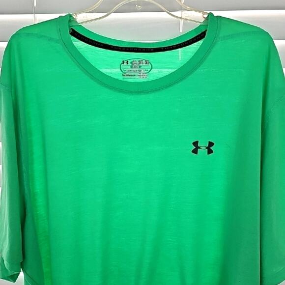 Under Armour Men's Loose Vibrant Lime Green HeatGear Threadborne Tee Size 5XL - Picture 3 of 8